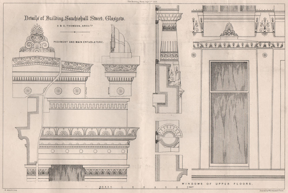 Details of building, Sauchiehall Street, Glasgow; A. & G. Thomson Archts 1868